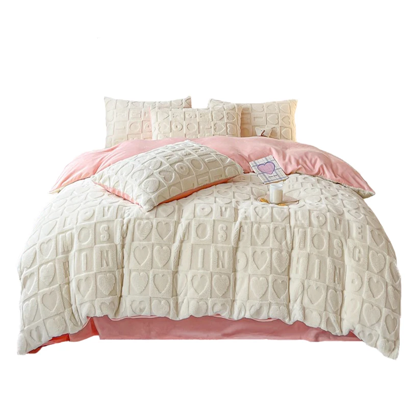 Milk fleece winter home comforter set bedding comforter Warm sheet set bedding sheets