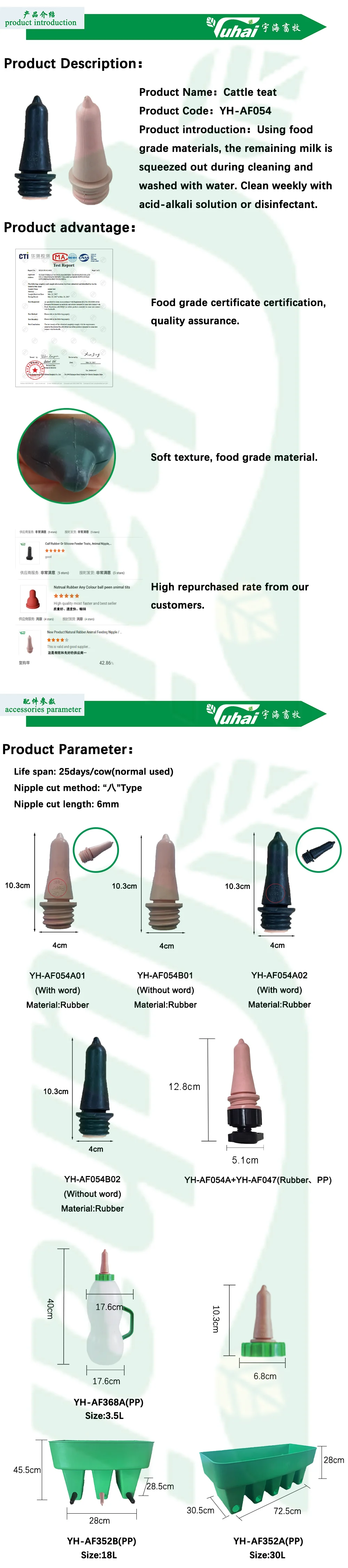 42g Pink Bilateral L-Shaped Hole Calf Teats Small Animal Feeders for Farm 6mm L-Shaped Hole/Calf Teats details