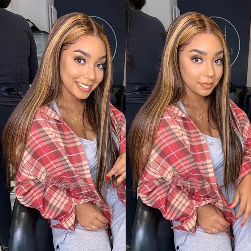 Topper per capelli umani vergini con meches piano 4 clip in capelli lisci base in seta per donne_voghion.com