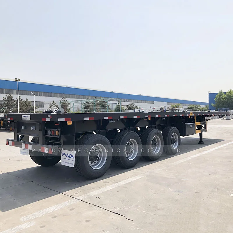 4軸40フィート50トンフラットベッドセミトレーラーコンテナフラット