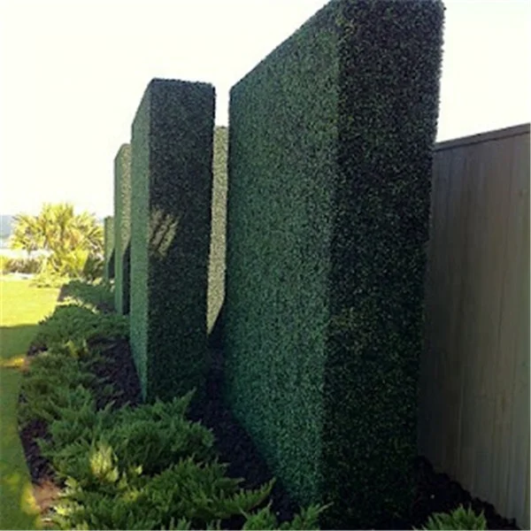 Wholesale Outdoor Artificial Boxwood Hedge Green Wall with Black Planter Outdoor Decorative Artificial Plastic Grass Wall Fence