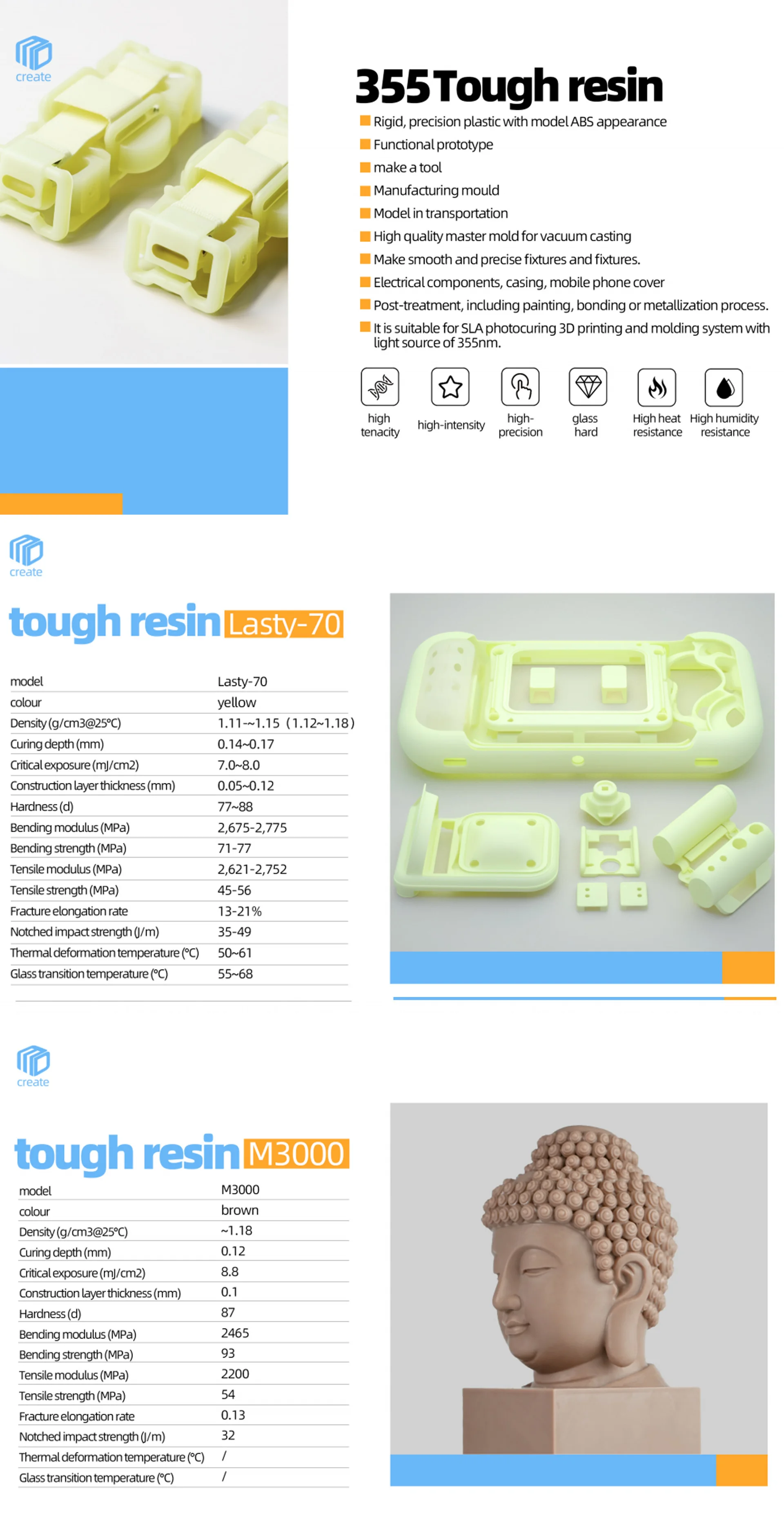 Create 355nm Photopolymer Rapid Tough 3d Print Abs Uv Resin Liquid For ...