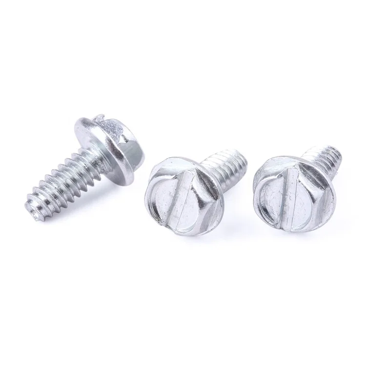 Factory price fastener galvanized slotted outer hexagonal flange self-tapping screws