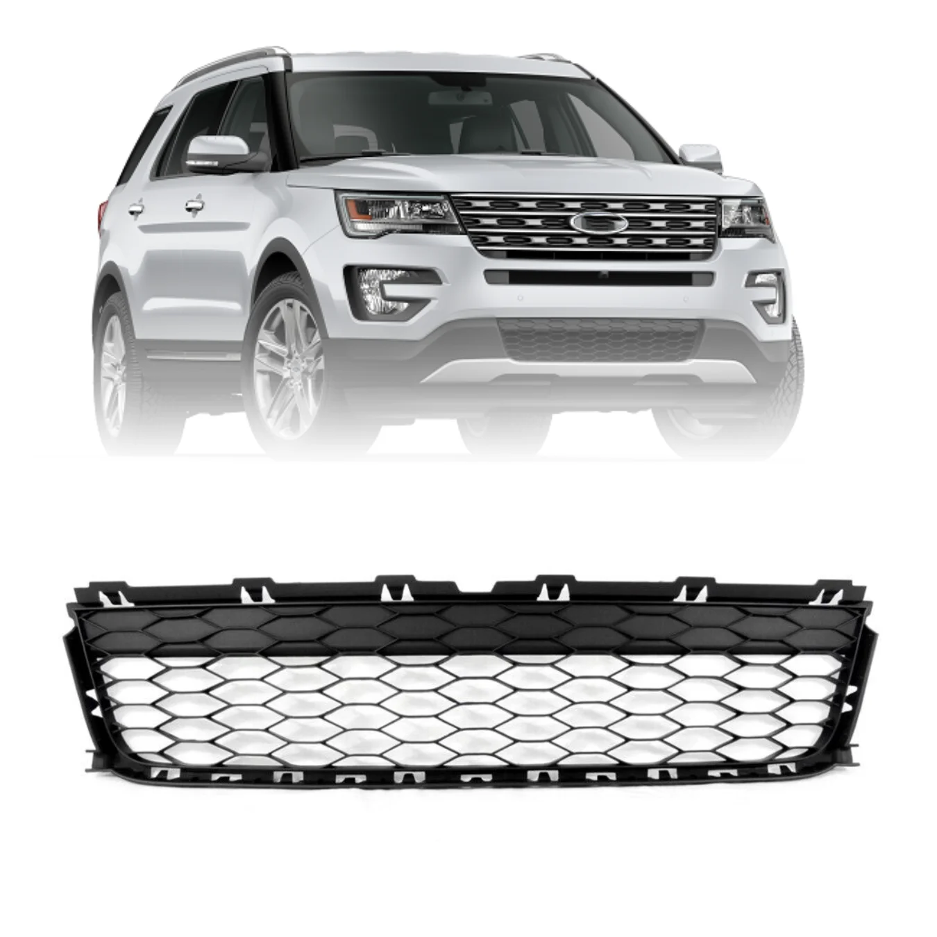 car body front bumper kit spare accessories lower grille black mesh for ford explorer 2016 2017 2018