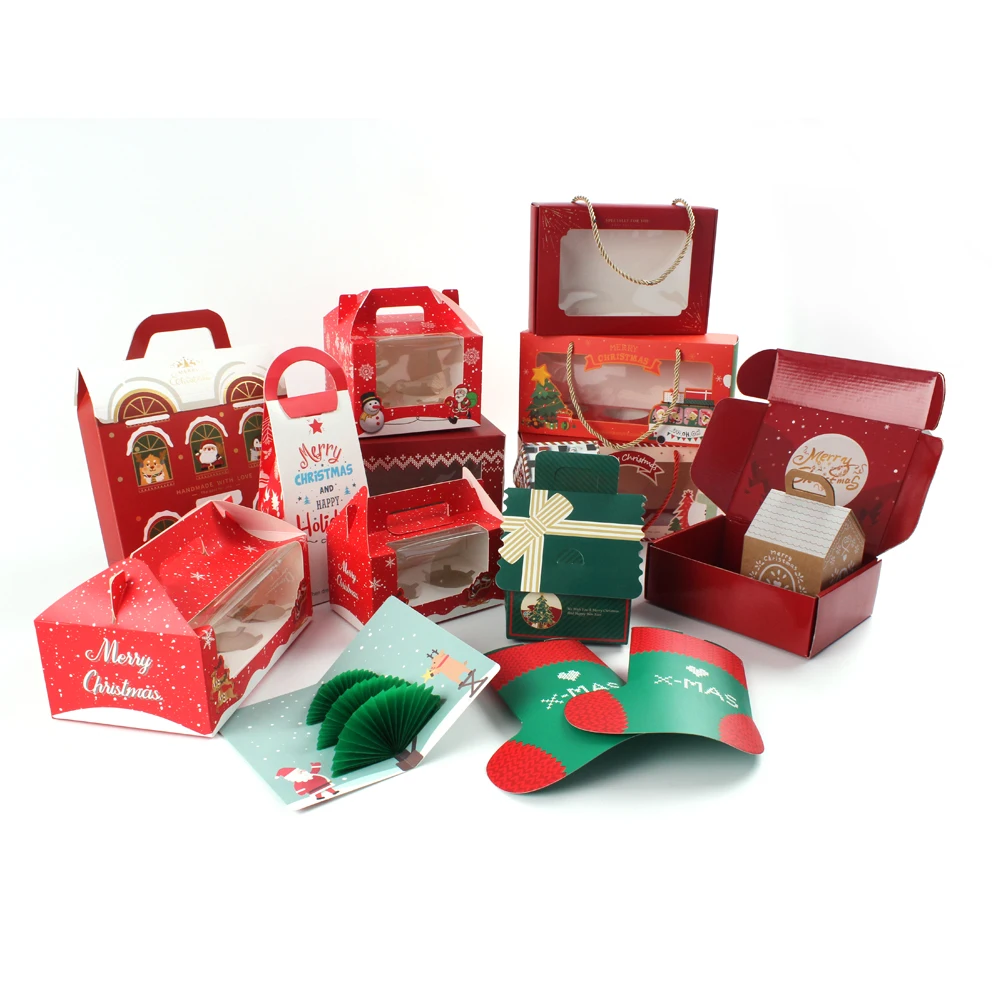 Christmas Window Cake Box Design For Christmas Bakery Cookie Cake