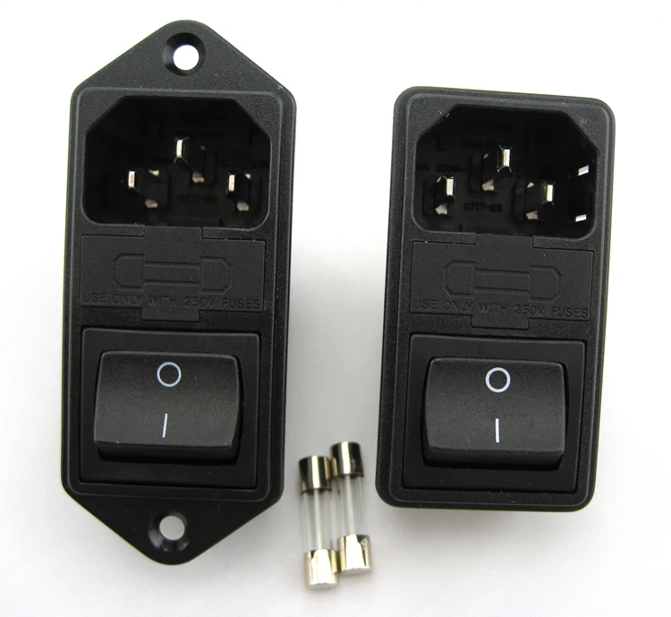 10A 250V AC Power Socket Power Socket with Rocker Switch and Double Fuse Ac Power Socket 3Pin IEC 320 C14 Inlet Connector