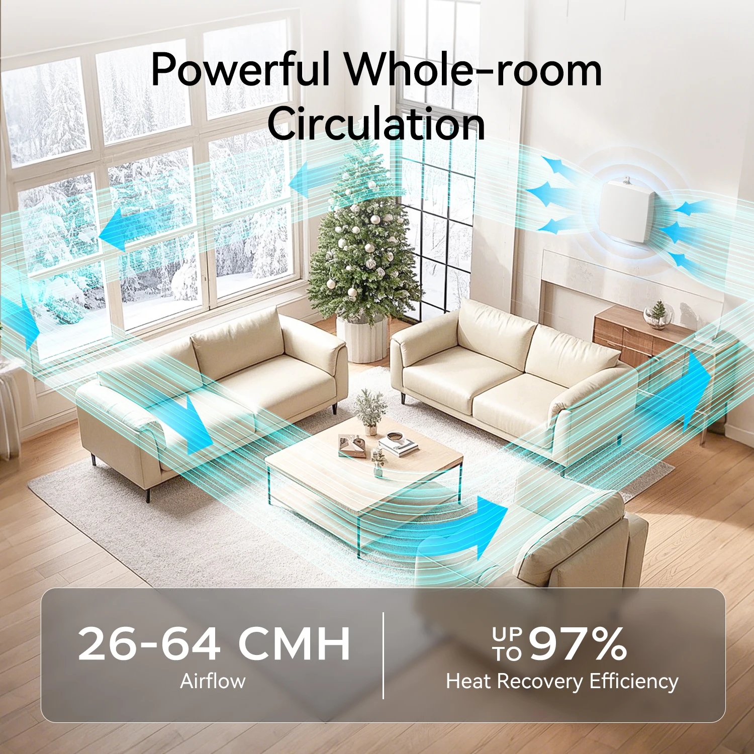 Wall Single Room Heat Recovery Ventilation Wall Mounted Heat