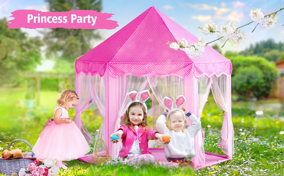 Princess Tent Girls Large Playhouse Kids Castle Play Tent With Star ...