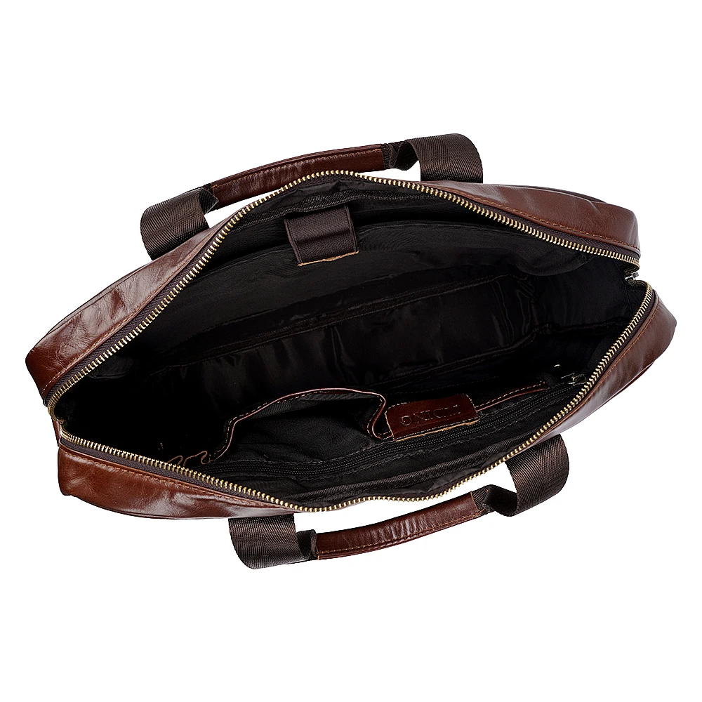 TIDING Manufacture Business Oil Wax Man Leather Laptop Bag Genuine Leather Laptop Handbag Messenger Briefcase Bag