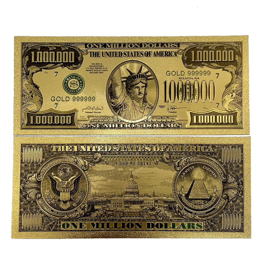 Customized One Million Dollar Gold Foil Banknote Us $100000 Dollars ...