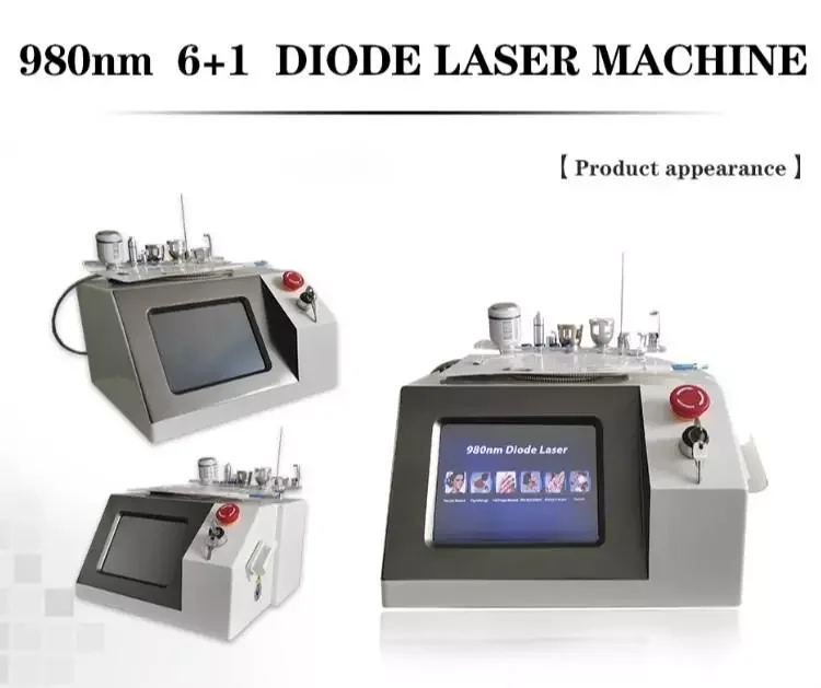 Hight power 6 In 1 980Nm Diode Laser vascular removal gentle soft tissue physiotherapy 60W spider vein removal