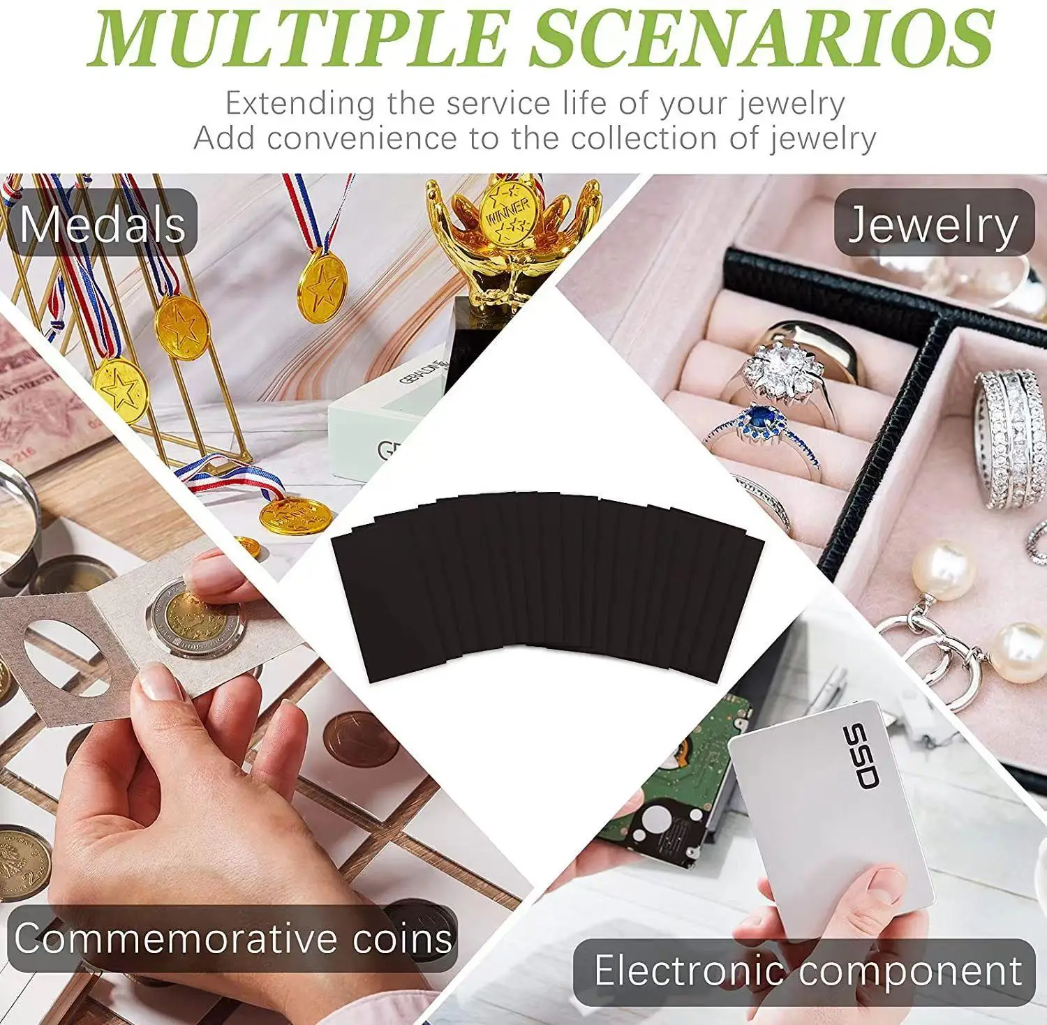 Customized Size Black Anti Tarnish Strips For Jewelry Silver Protection