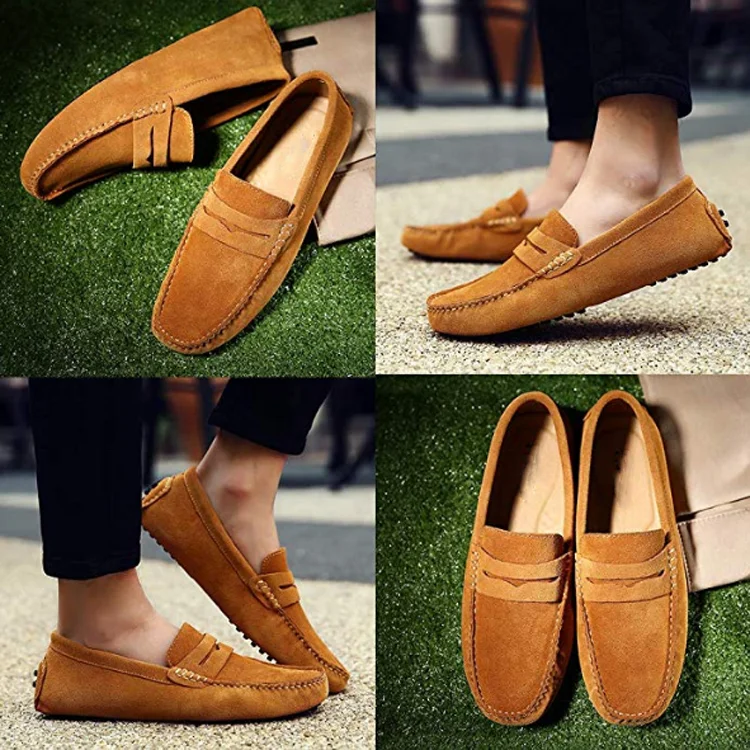 Мужская повседневная обувь; Классические лоферы из натуральной замши; Слипоны на плоской подошве; Мужские мокасины; Повседневная