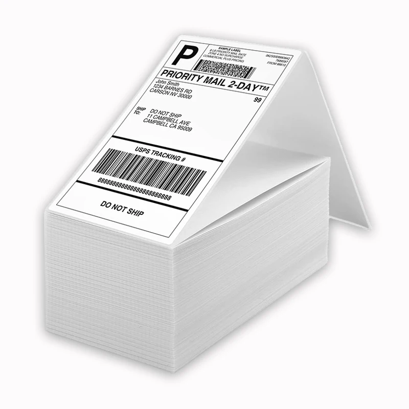 4x6 Thermal Label 500 Sheets/Stack 100x150 White Fanfold Shipping Label A6 Waybill Paper Express Mailing Barcode Sticker