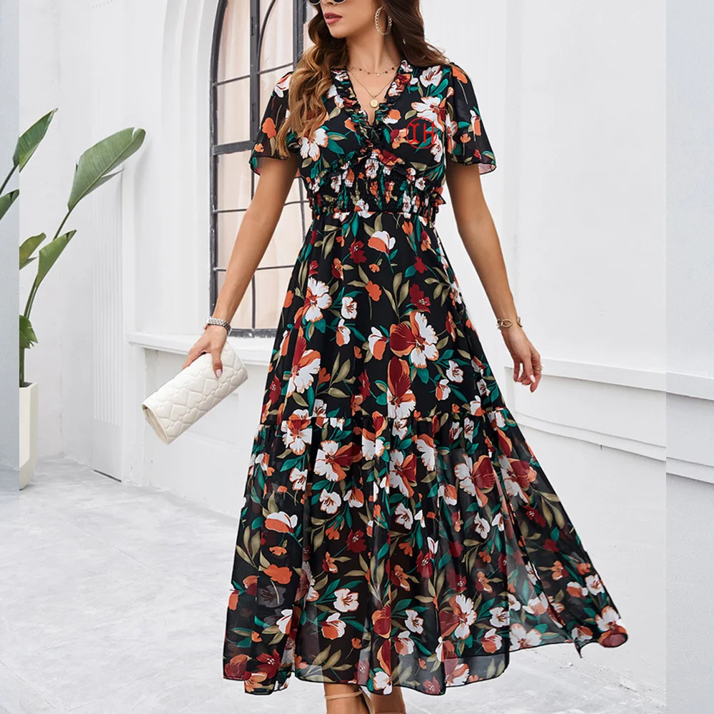 winter engagement party dress Short Sleeved Empire Waist Pocket Dress – Riah Fashion
