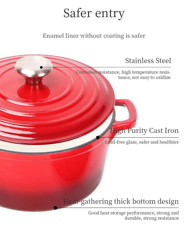 Sjp012 Factory Oem Odm Custom Casserole Oven Round Cast Iron French