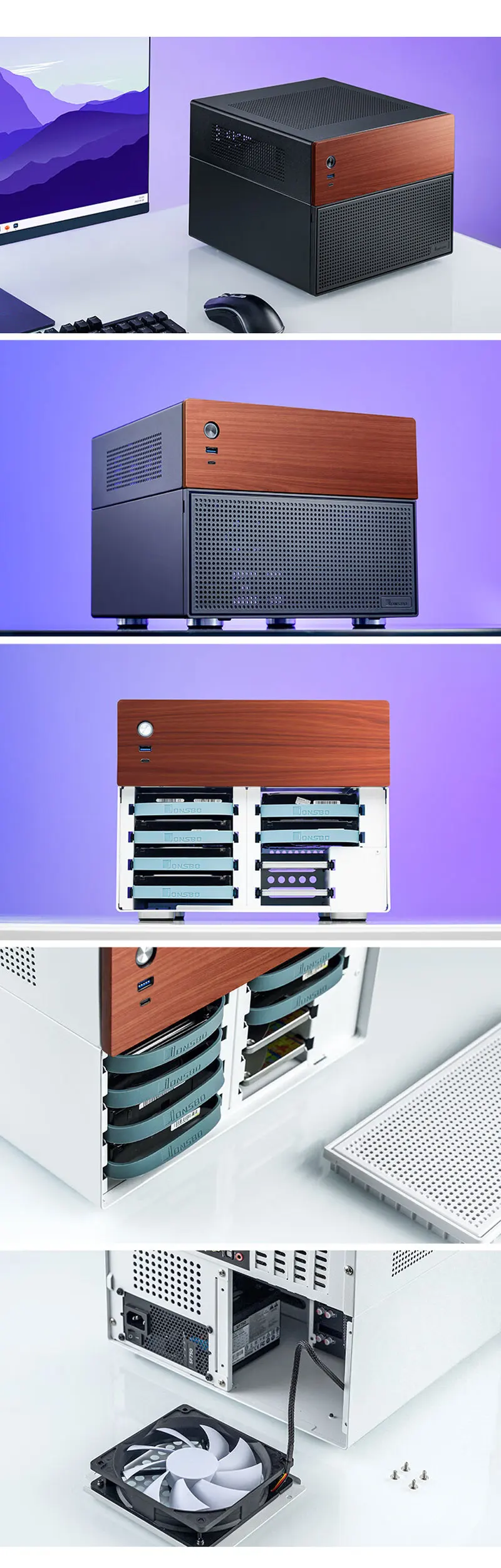 JONSBO Mini-ITX N4 NAS Mid Tower Case with 8+1 HDD Bay, Dual 120mm Fans ...