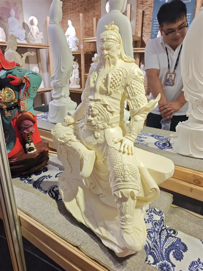 最高品質の白い大理石の石仏GuanYu彫刻、GuanGong像、GuanYu像