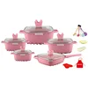 Set di padelle antiaderenti da 25 pezzi in rosa