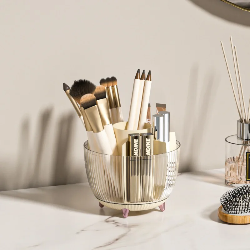 New Cosmetic Storage Box Rotating Makeup Organizer Box With Lid Plastic DeskTop Container