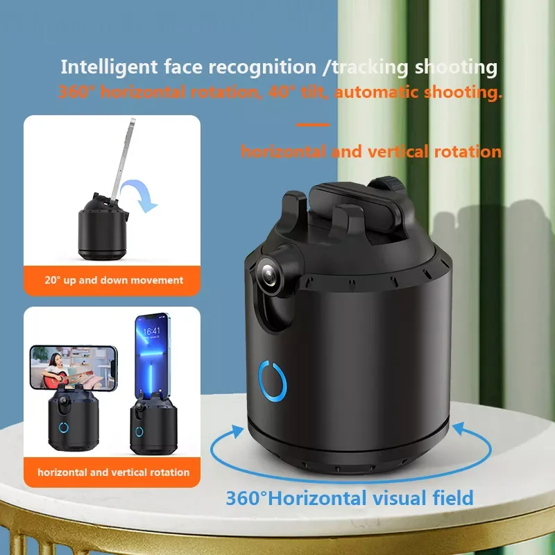 Support Téléphone à Suivi Automatique - Rotation 360°, Détection De Mouvement, Batterie Intégrée 2400 MAh | Pour Streaming, Appels Vidéo, Montage Sur Trépied
