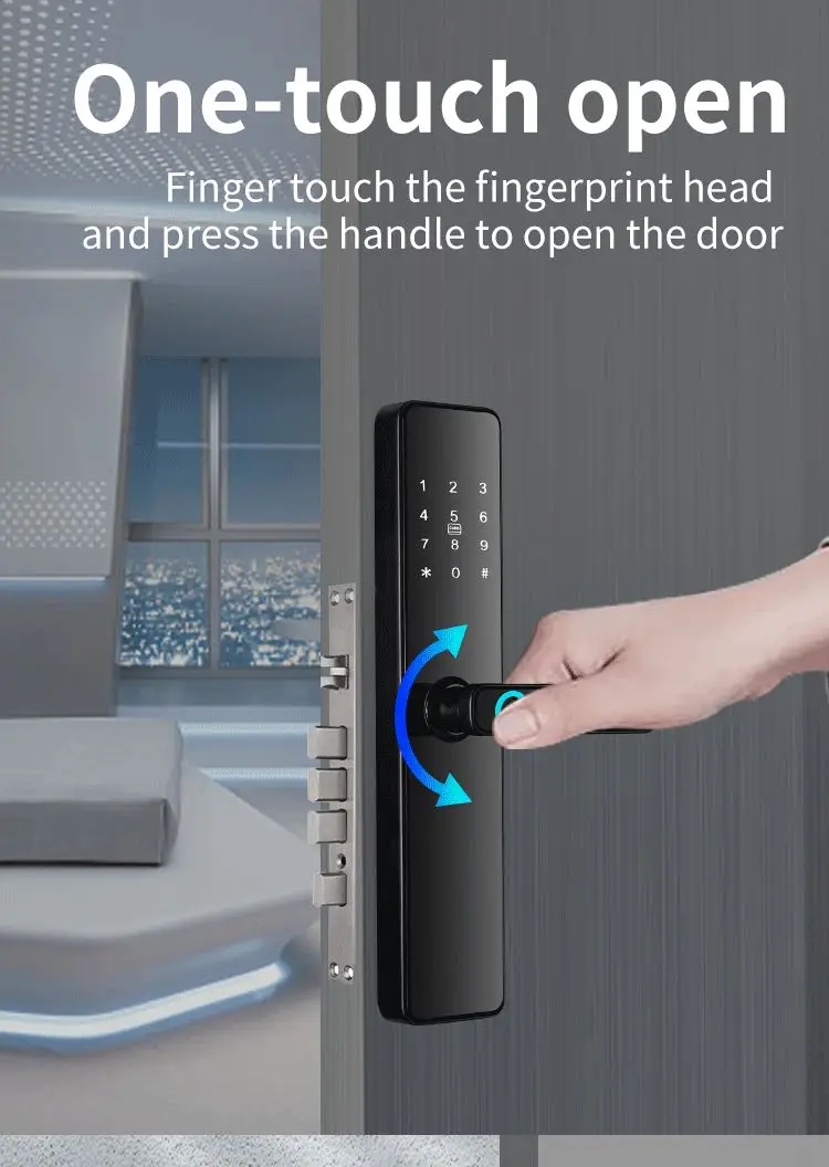 Wifi Tuya Biometric Fingerprint Lock Ttlock Password Card Doorlock Smart Deadbolt Door Lock With