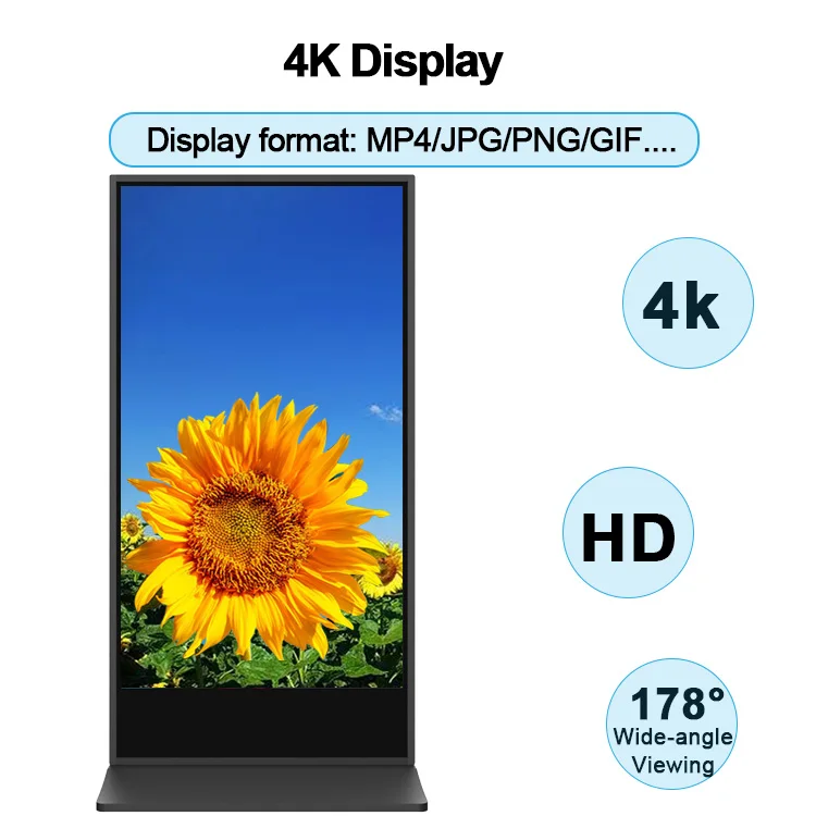 Portable 85-Inch Android Kiosk with Touch Screen Digital Advertisement Poster on Floor Stand Mobile LCD Display Device