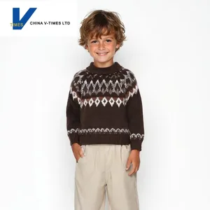 China V-Times New Winter Children's Sweater Jacket Red Knitted Shirt for Boys Baby Clothes for Christmas Trendy Wear