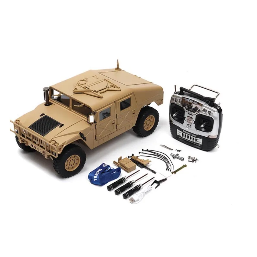 Upgraded 1/10 4X4 2.4G 4WD 16CH  Headlight and Sound HG P408 RC Army Truck Toys for Kids with Remote Control