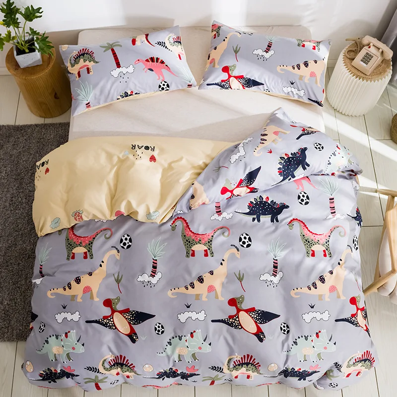 AOYATEX Hot selling Polyester Children Cartoon Style Bedding Set Small Dinosaur Bed Sheets Custom Printed Bedding factory