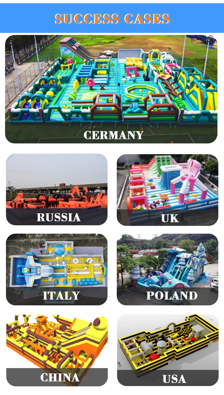 Custom Outdoor Kids Inflatable Combo Bouncer House Inflatable Theme Park obstacle games Indoor playground equipment platforms details