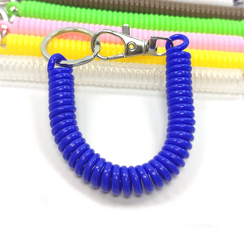 Retractable Coil Spring Keychain With Keyring Lobster Clasp Spiral Wrist Coil Elastic Anti-Lost Carabiner Stretch Key Cord Rope
