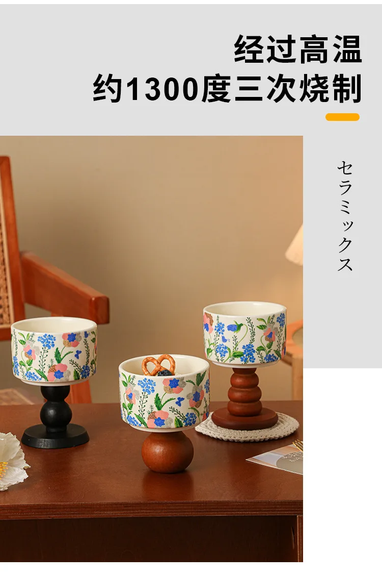 product vintage ceramic goblets create french household candle holders dessert ice cream cup ins candle goblets bowl-57