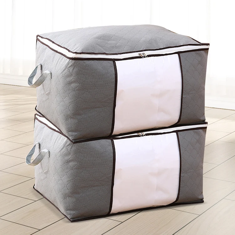 Popular Large Storage Bag With Lid Horizontal 90L Quilt Storage Box For Organizing Non-wovens Double Zipper Bags