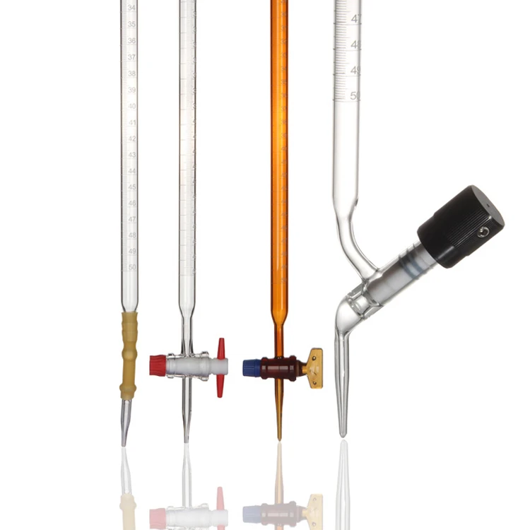 Lab Borosilicate Glass Burette in Various Sizes 10ml 25ml 50ml 100ml for Precise Measurements