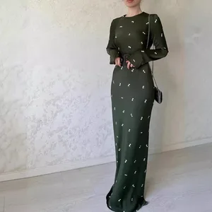 2025 New Green Dress for Party Dubai Abaya Long Robe for Banquet Female Islam Clothing Elegant Muslim Dresses for Women