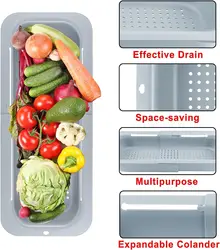 Складной кухонный выдвижной дуршлаг сливная корзина с ручкой над раковиной мытье овощей фруктов