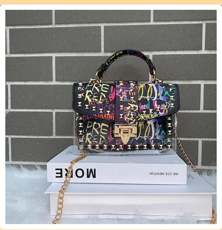 trendy bag famous brand crossbody purses and handbags luxury women graffiti jelly hand bags