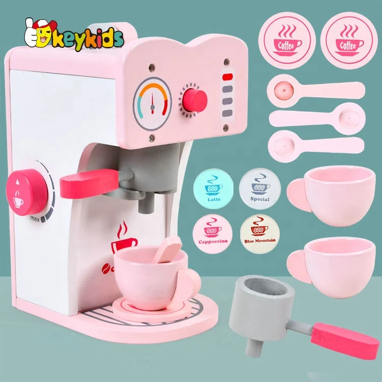 vendita calda finta gioco di legno rosa giocattolo macchina per il caffè  per i bambini w10d526