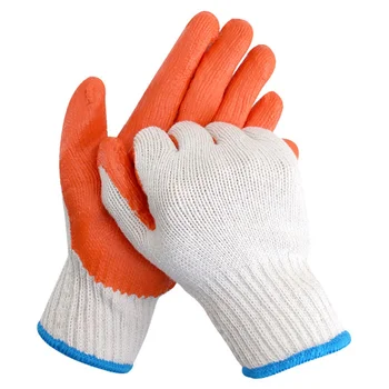 GR4021  Cheap rubber dipped Latex coating cotton knitted labor safety hand protective work gloves