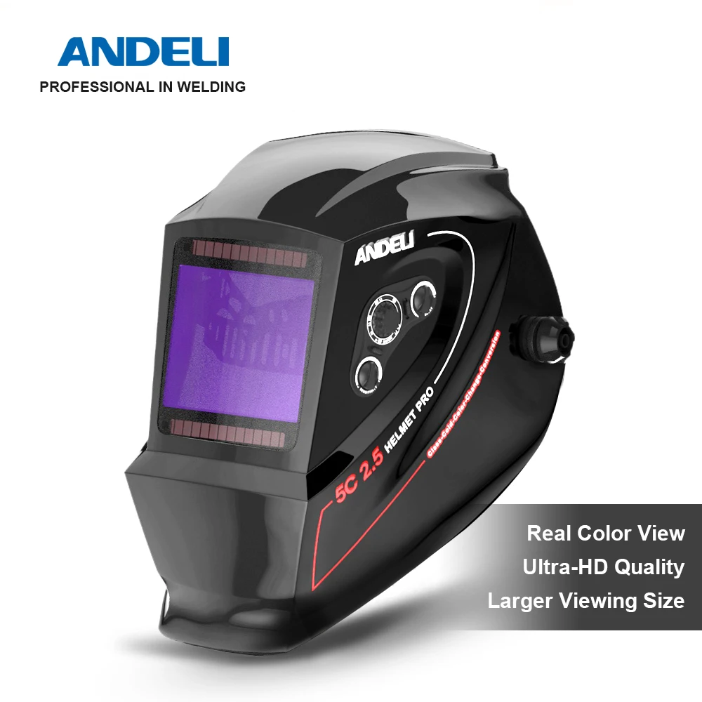 ANDELI Солнечная Авто Затемнение Сварочный Шлем с большим экраном True Color шлифования сварочный шлем ME980H защитный оборудование для