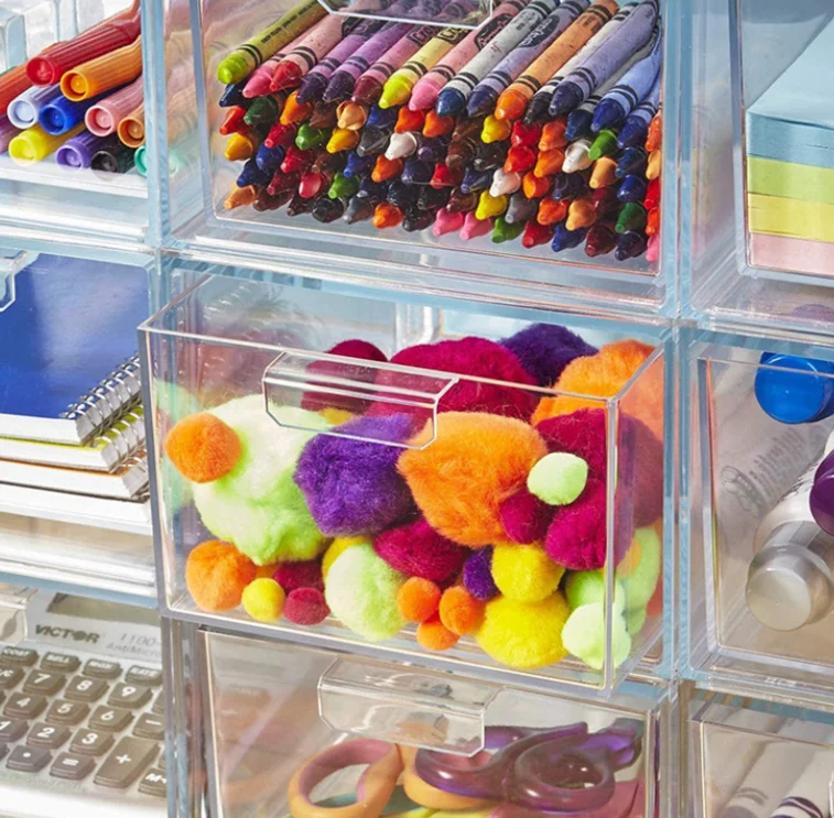 Stackable Jewelry Storage Case and Makeup Organizer with Drawers
