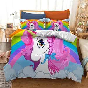 3 Piece 100% Polyester Kids Luxury Print Bedding Set Comforter Set Cover 3d Duvet Cover