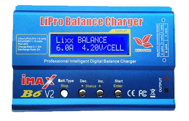 2024 Updated IMAX B6 V2 6A 80W Balance Charger Airplane Battery Charger Lithium Smart Li-Pro Balance Charger