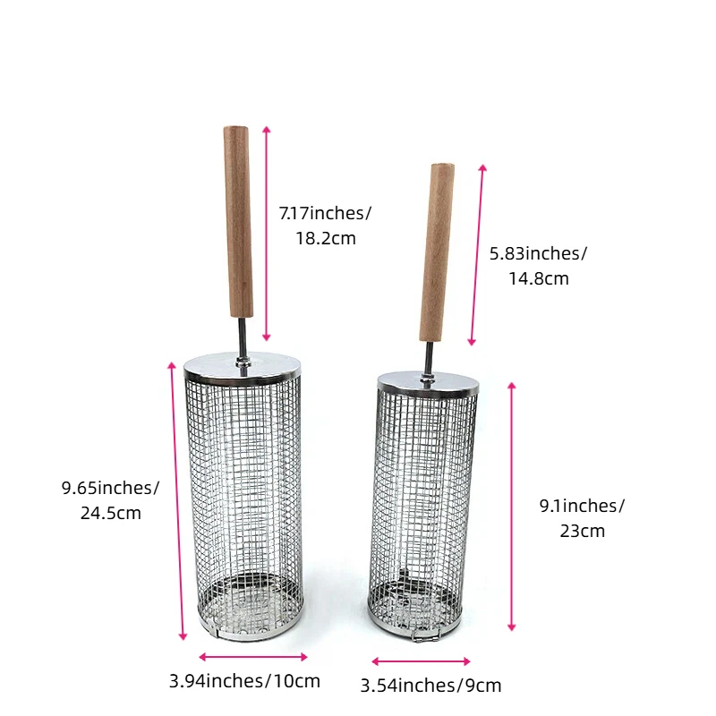 Portable Stainless Steel BBQ Grill Basket Set - 2 PCS