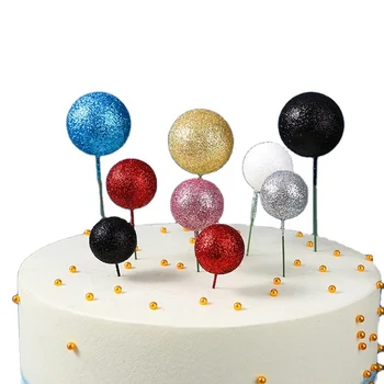 Faux Balls for Cake Hot Seller 20pcs1bag Glitter Cake Decoration Christmas Cake Decoration Supplier Birthday Wedding Decoration