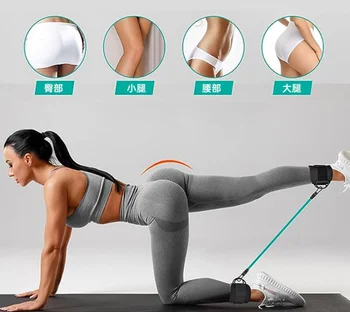 Set Fasce Di Resistenza Per Gambe E Glutei Con Cavigliere: 3 Livelli (4,5-13,6 Kg) + Custodia