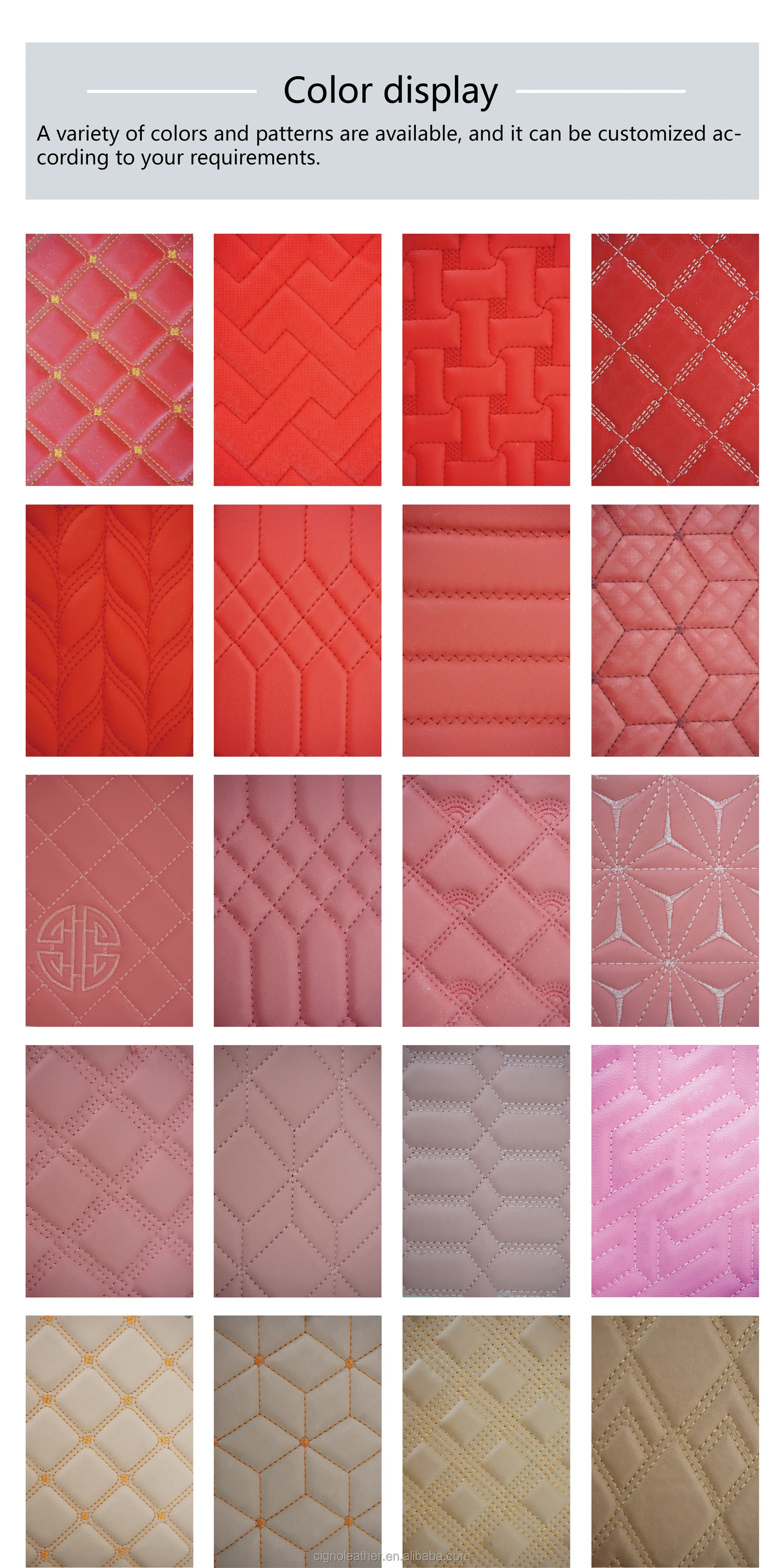 Quilted Leather Sponge Foam Car Seat Pvc Diamond Stitched Floor Fabric