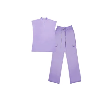 Wholesale High Waisted Custom Purple Nursing Hospital Medical Uniform Nurse Scrubs Suits Top Jogger Pants Uniforms Sets