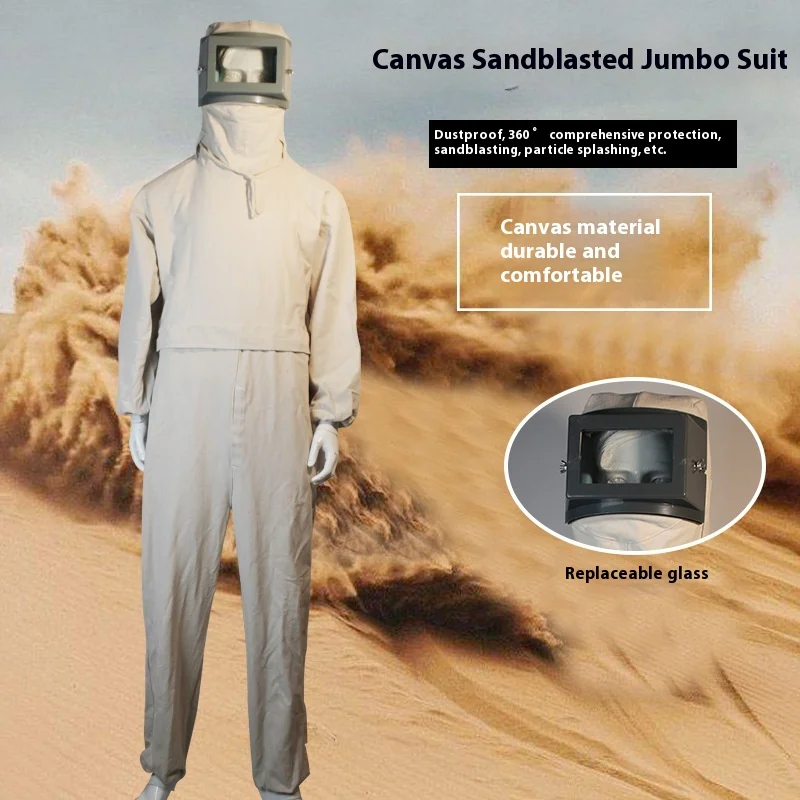 One-Piece Anti-Spark Labor Protection Dustproof Sand Blasting Overalls Canvas Paint Safety Clothing Spray Paint Clothing